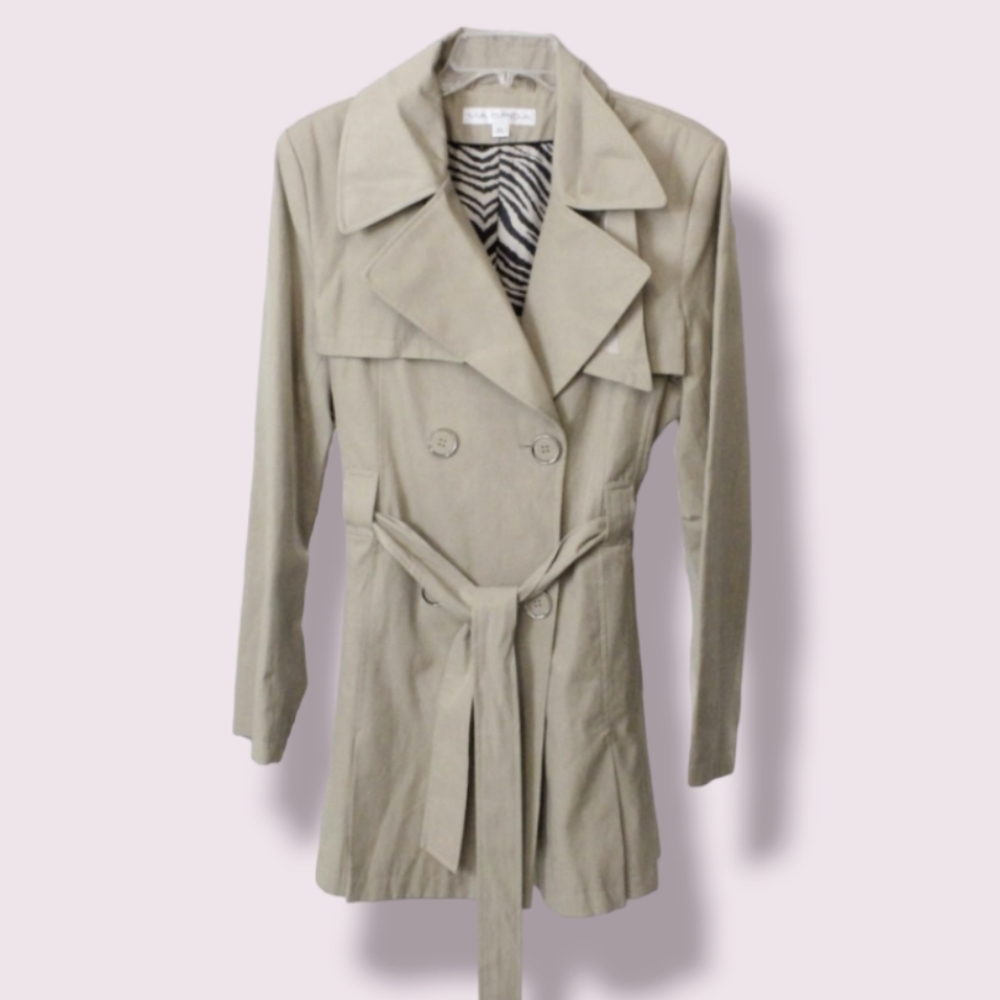 Via Spiga Trench Coat Tan/Brown Button Up Water Repellent Womens XL New With Tag